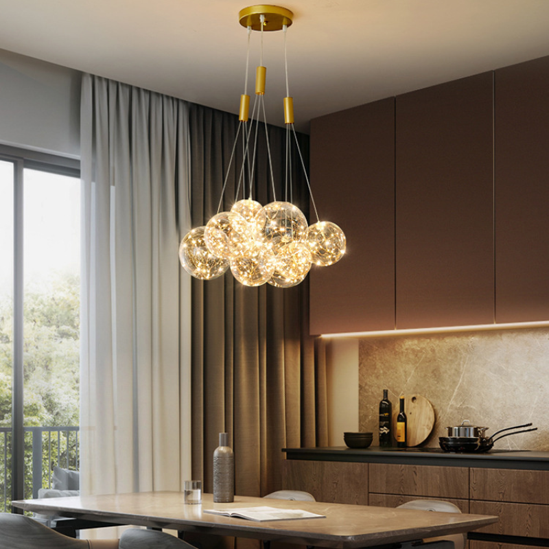 Valentina Design Bollen LED Hanglampen Goud Metaal/Glas Slaapkamer