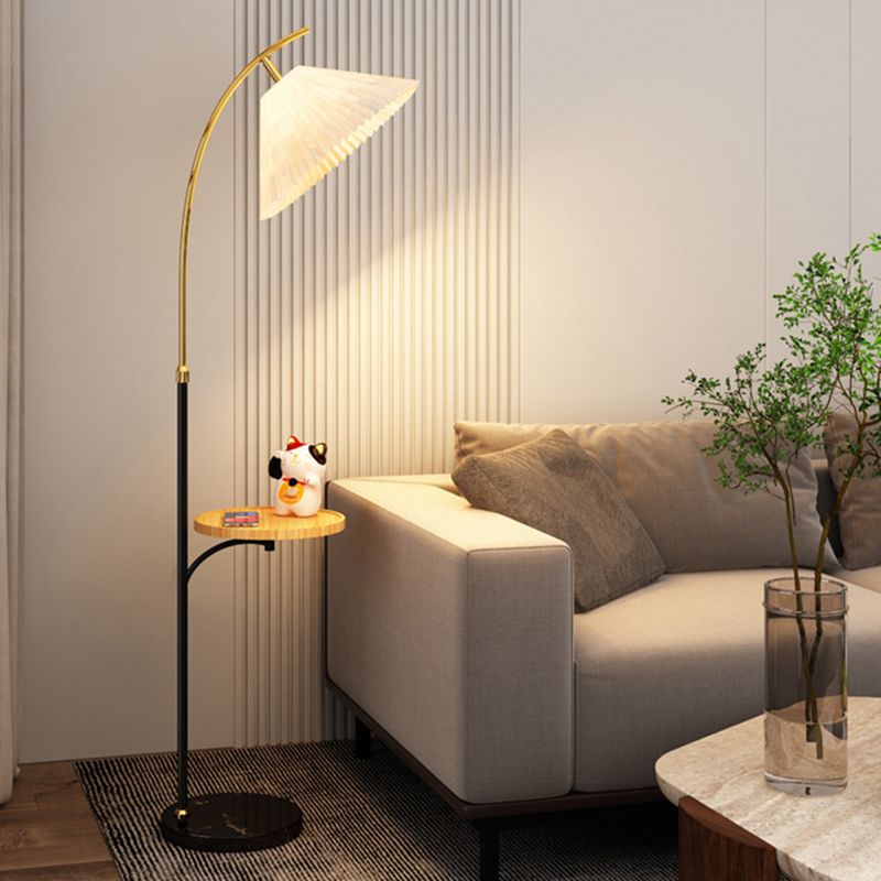 Ozawa Moderne Design LED Geplooide Metalen Vloerlamp Wit/Hout/Notenhout Eetkamer/Woonkamer