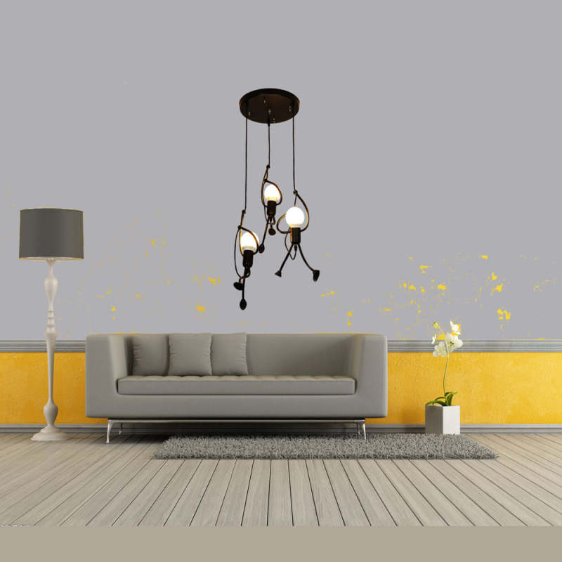 Salgado Retro Design Man LED Hanglamp Metaal Zwart/Wit Slaap/Woon/Eetkamer