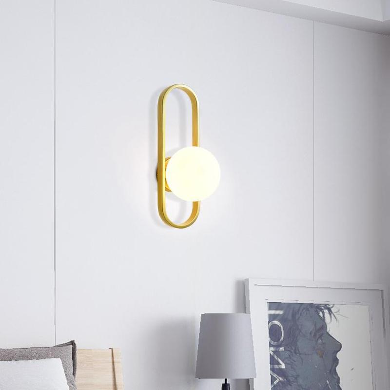 Valentina Moderne Globe Wandlamp Voor Op Het Bed Metaal/Glas Voor Goud/Zwart Slaap/Leeskamer
