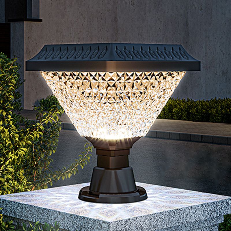 Riley Moderne Vierkant/Hexagon Zonne Energie Buitenlamp Acryl Zwart Tuin/Stoeprand/Balkon