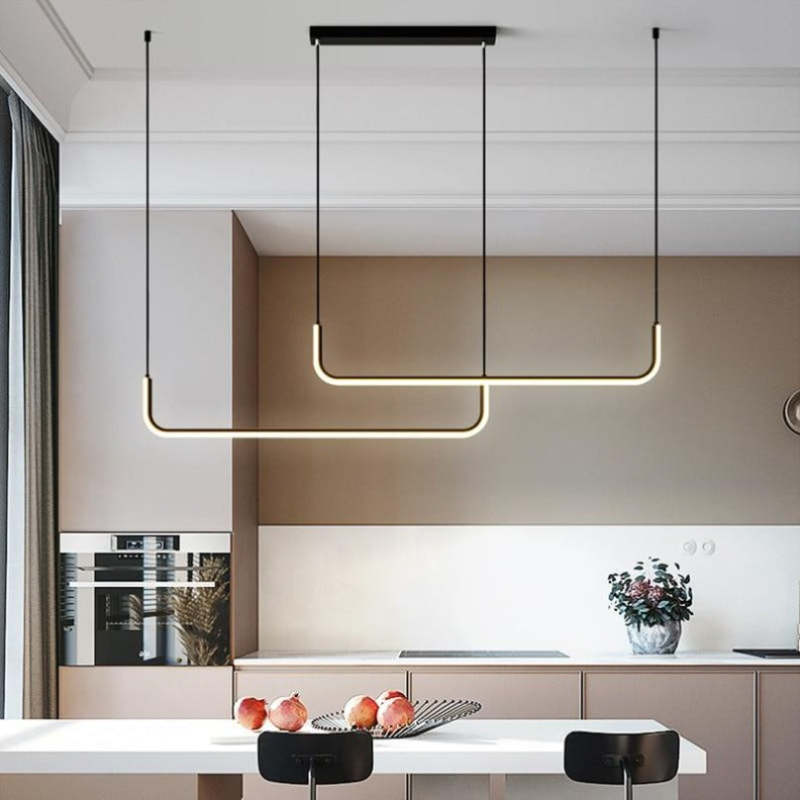 Edge Design Lijn LED Hanglamp Zwart/Goud Metaal/Silicone Slaap/Eet/Woonkamer