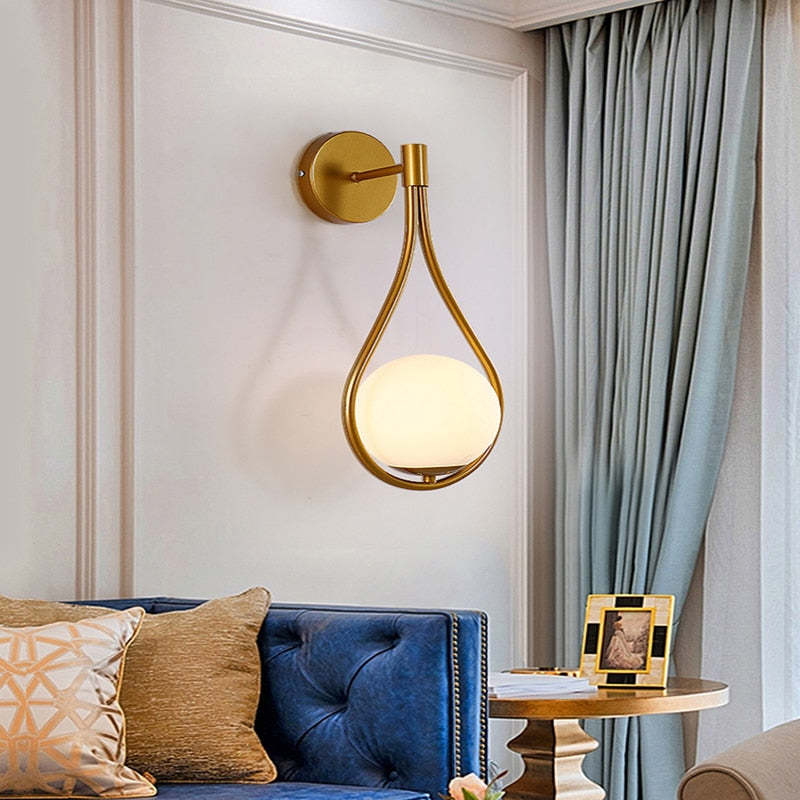 Valentina Nordic Creative Minimalistische Waterdruppel Glazen Wandlamp Metaal/Glas Goud Eet/Slaap/Woonkamer