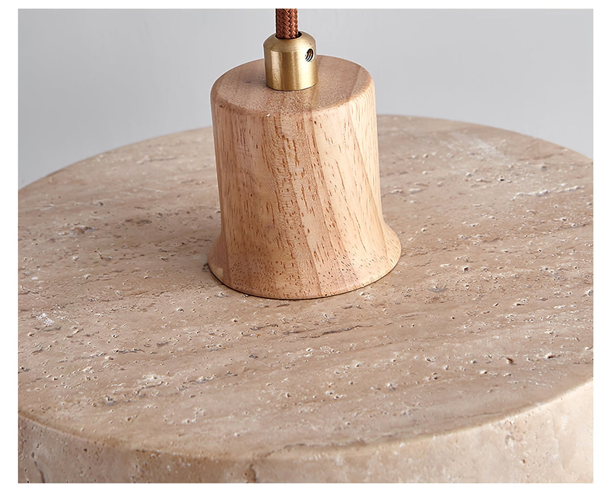 Evvynor hanglamp met travertinring en walnoothout