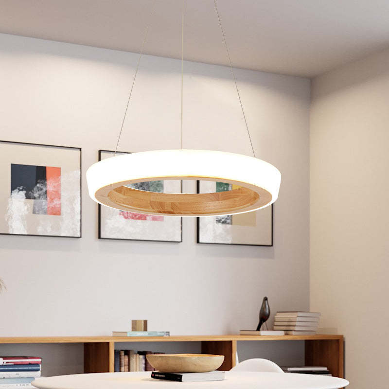 Ozawa Moderne Design Ronde LED Hanglampen Hout Woonkamer