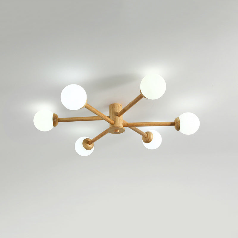 Ozawa Moderne Plafondlampen Hout Glas Woonkamer Slaapkamer Eetkamer