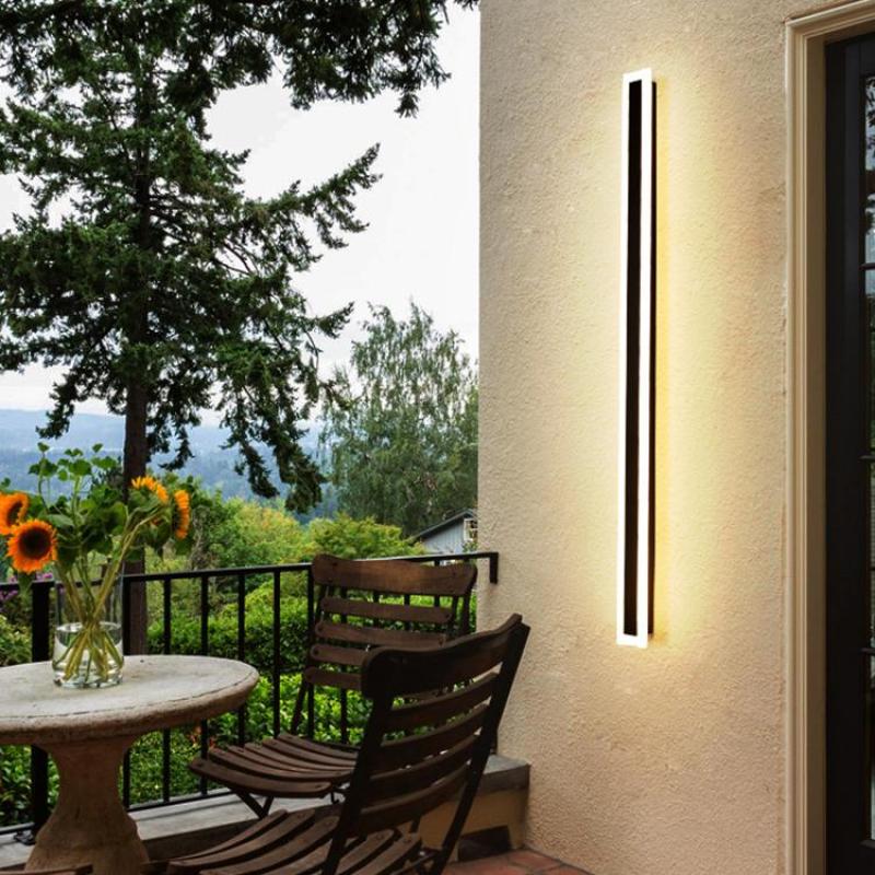 Edge Moderne Rechthoekig LED Wandlamp Zwart Metaal/Acryl Tuin/Stoeprand/Balkon
