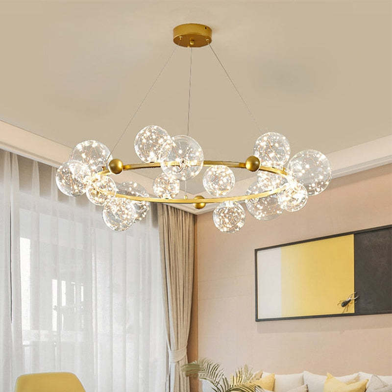 Valentina Modern Cirkel Round Metaal Glas Hanglampens Woonkamer Slaapkamer