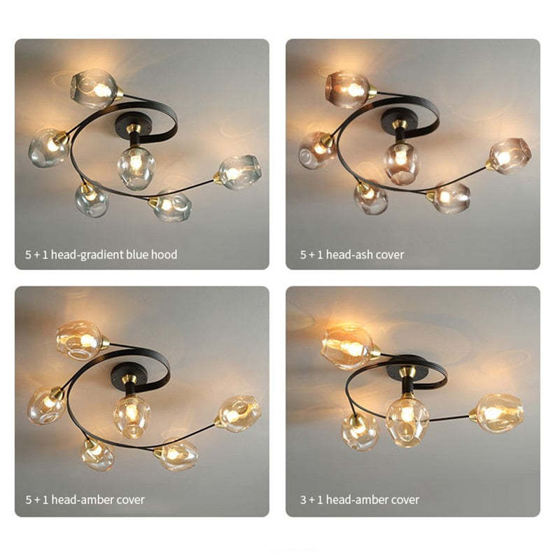Valentina Moderne Mooi LED Plafondlampen Stijlvol Zwart Metaal/Glas Slaapkamer