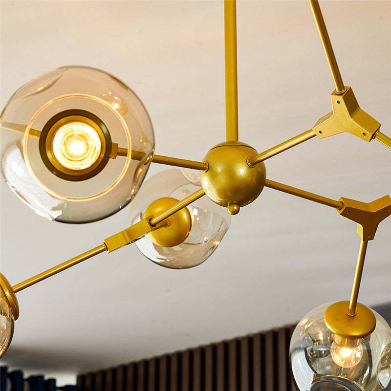 Valentina Moderne Bubbel LED Hanglamp Metaal/Glas Zwart/Goud Woonkamer/Slaapkamer