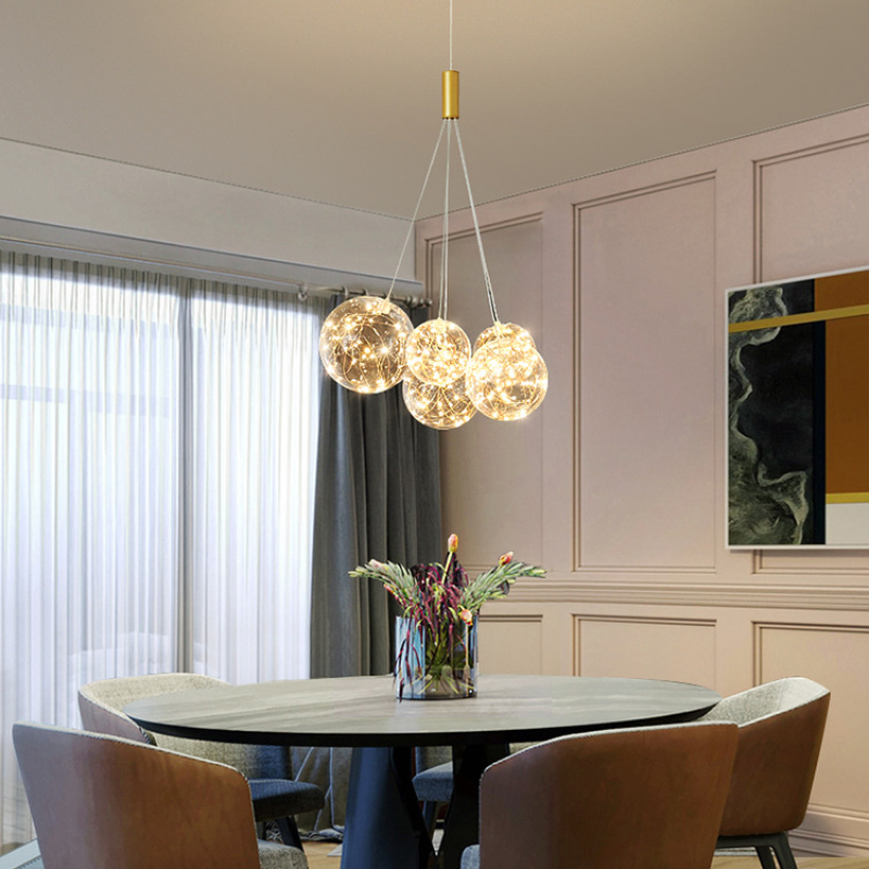 Valentina Design Bollen LED Hanglampen Goud Metaal/Glas Slaapkamer