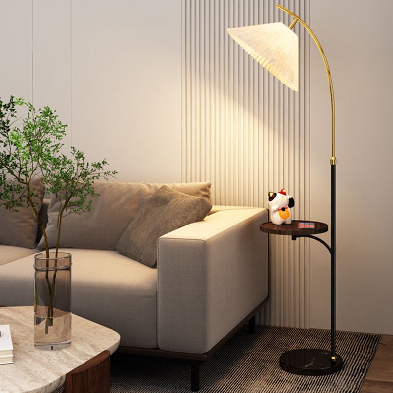 Ozawa Moderne Design LED Geplooide Metalen Vloerlamp Wit/Hout/Notenhout Eetkamer/Woonkamer
