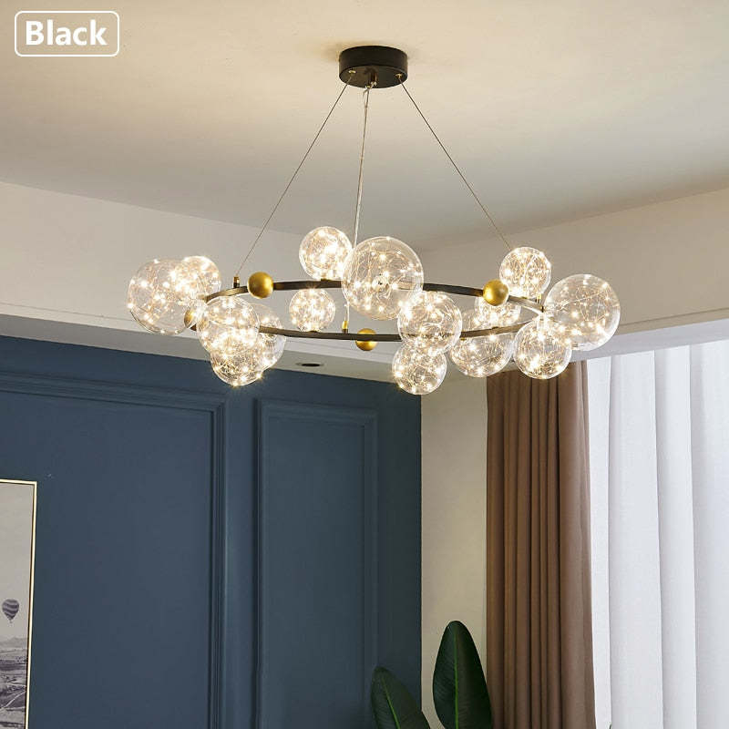 Valentina Modern Cirkel Round Metaal Glas Hanglampens Woonkamer Slaapkamer