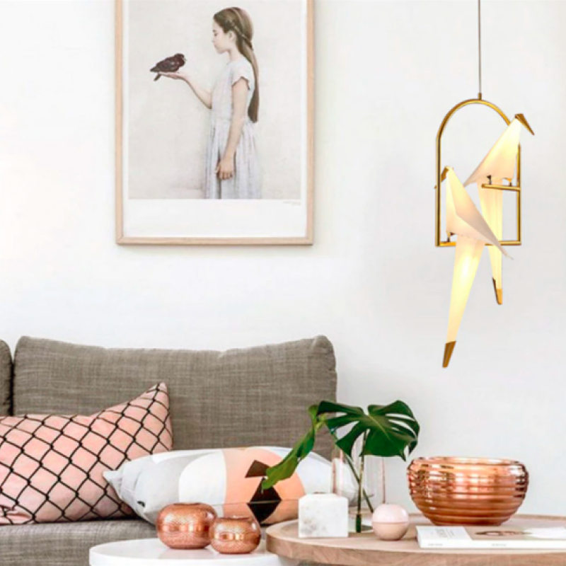 Clifford Design LED Duizend Kraanvogels Hanglampen Gouden Metaal Slaapkamer