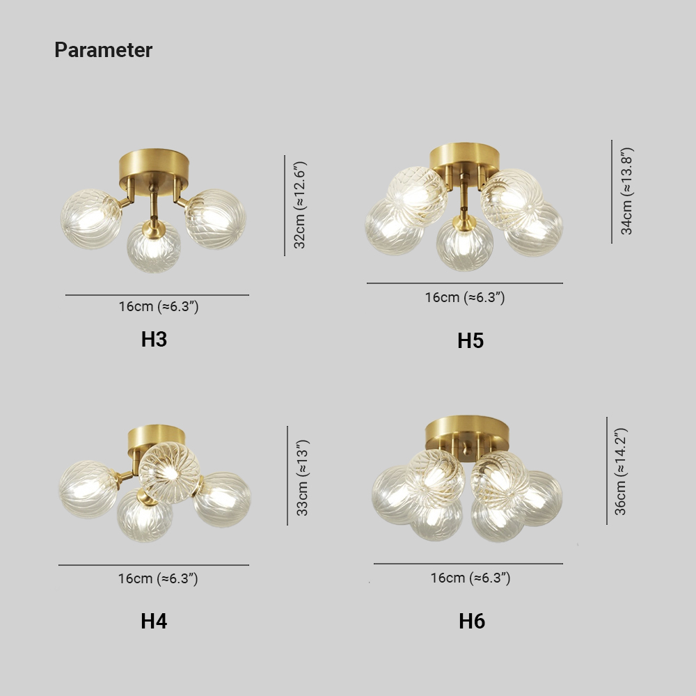 Valentina Design Bollen LED Plafondlampen Wit/Goud Messing/Glas Slaapkamer