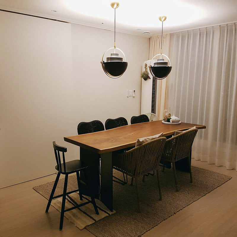 Cooley Ronde Retro LED Hanglampen Zwart Goud Acryl Metaal Eetkamer
