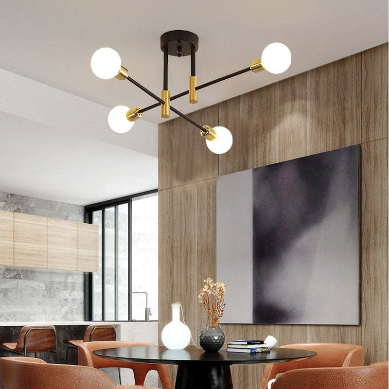 Valentina Moderne LED Plafondlamp Metaal/Glas Zwart/Goud Slaap/Woon/Eetkamer
