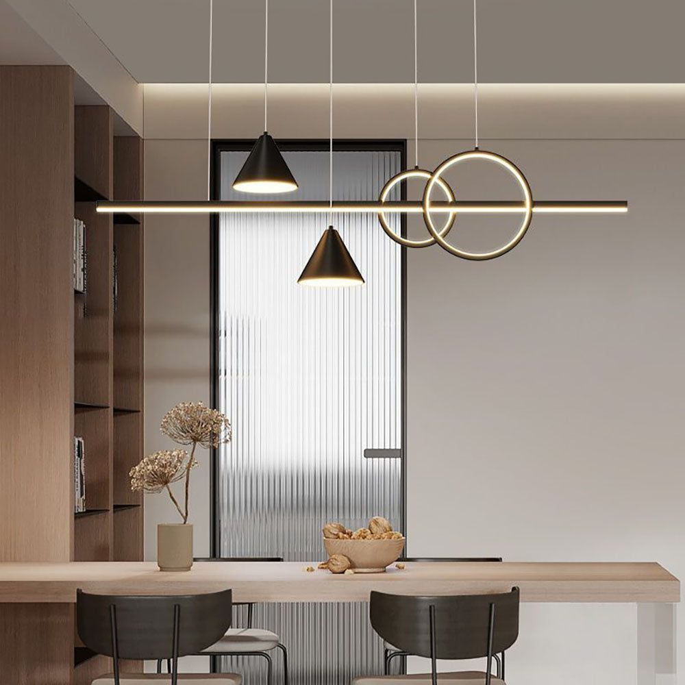 Edge Eigentijdse Lineaire Metalen Hanglampen Geometrische Stijl Wit/Zwart
