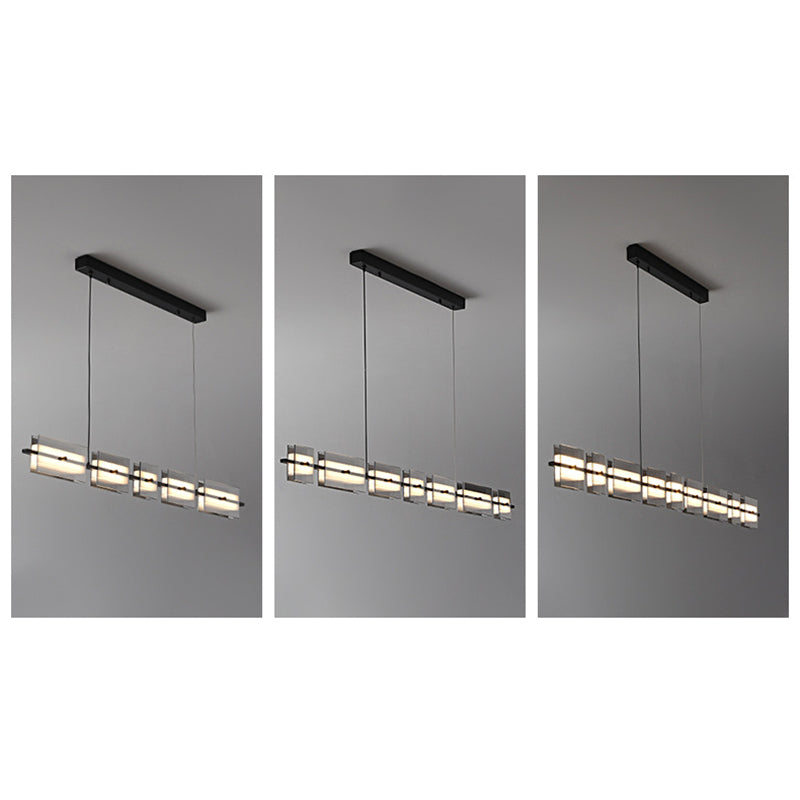 Evette Moderne Scandinavische Lineaire Metaal/Glas Hanglamp Messing/Zwart Eetkamer