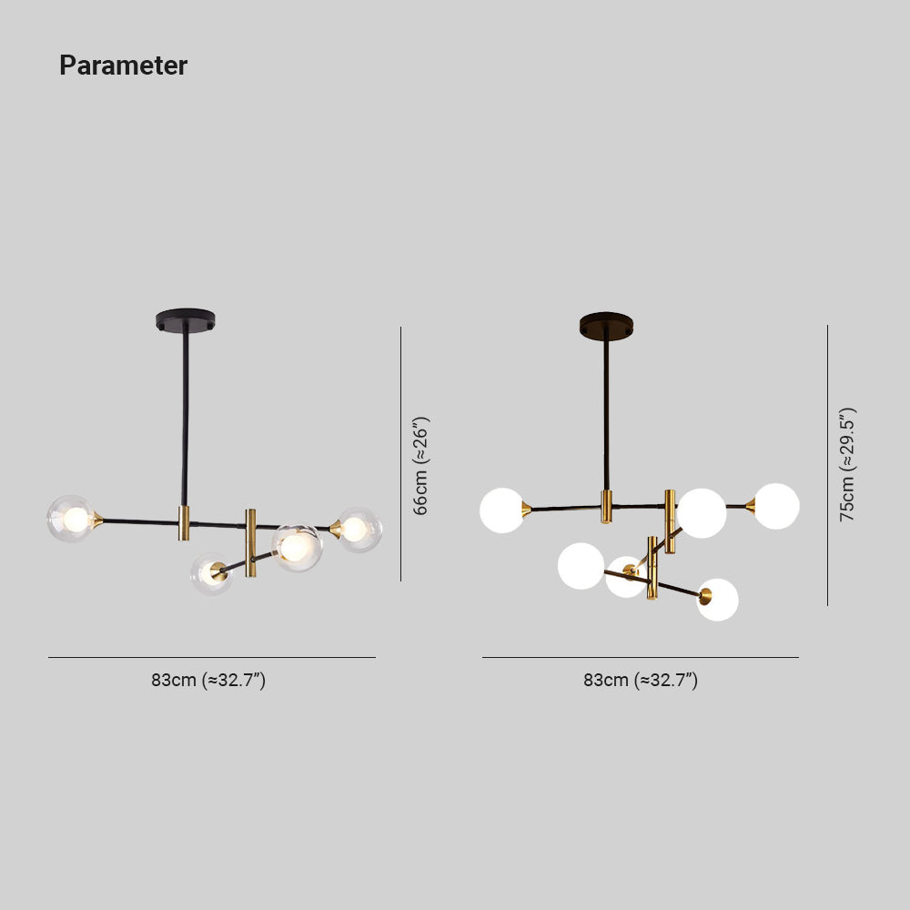 Valentina Moderne Design LED Nordic Bolvormige Kroonluchter Metaal/Glas Zwart/Goud Woon/Slaapkamer