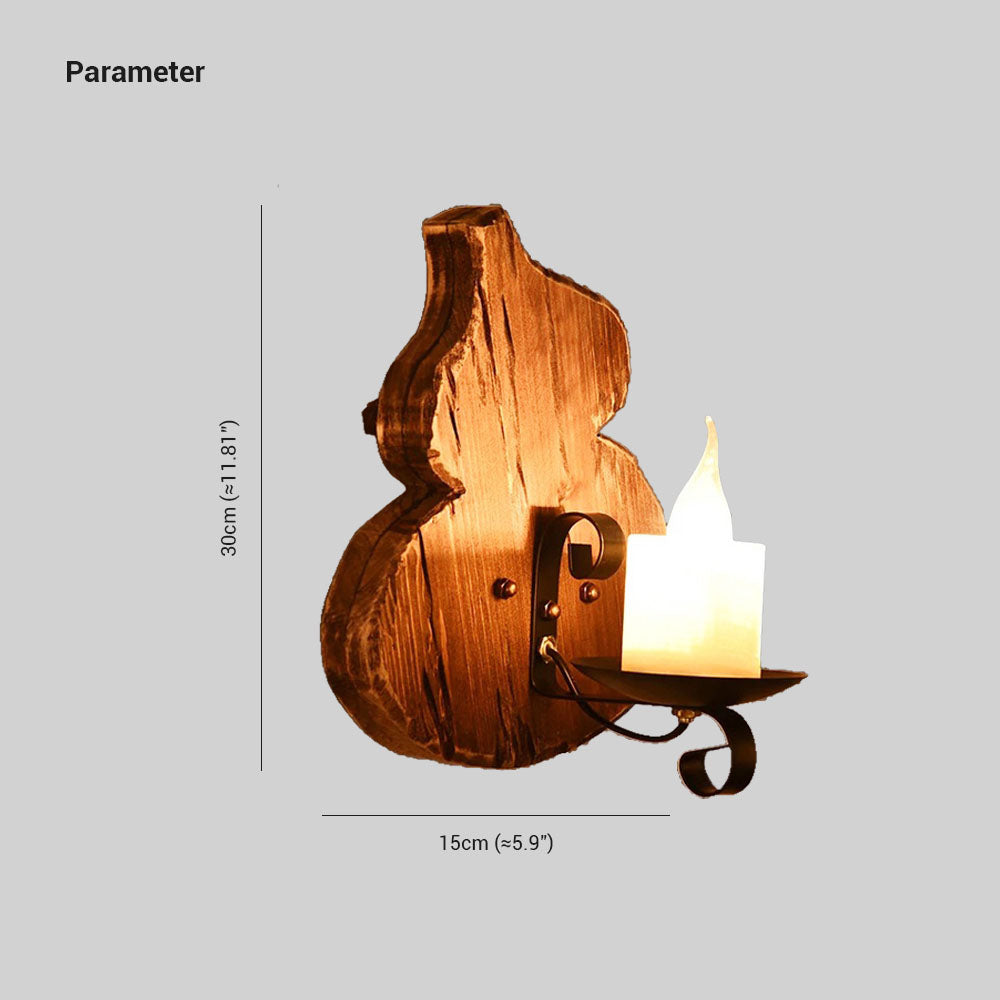 Austin Design Cucurbits/Kaars Vintage Wandlamp, Hout/Metaal, Woonk/Eetkamer