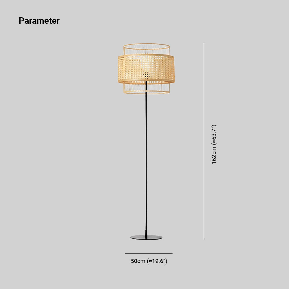 Ritta Retro Design LED Vloerlamp Zwart Metaal Rotan Slaapkamer Eetkamer