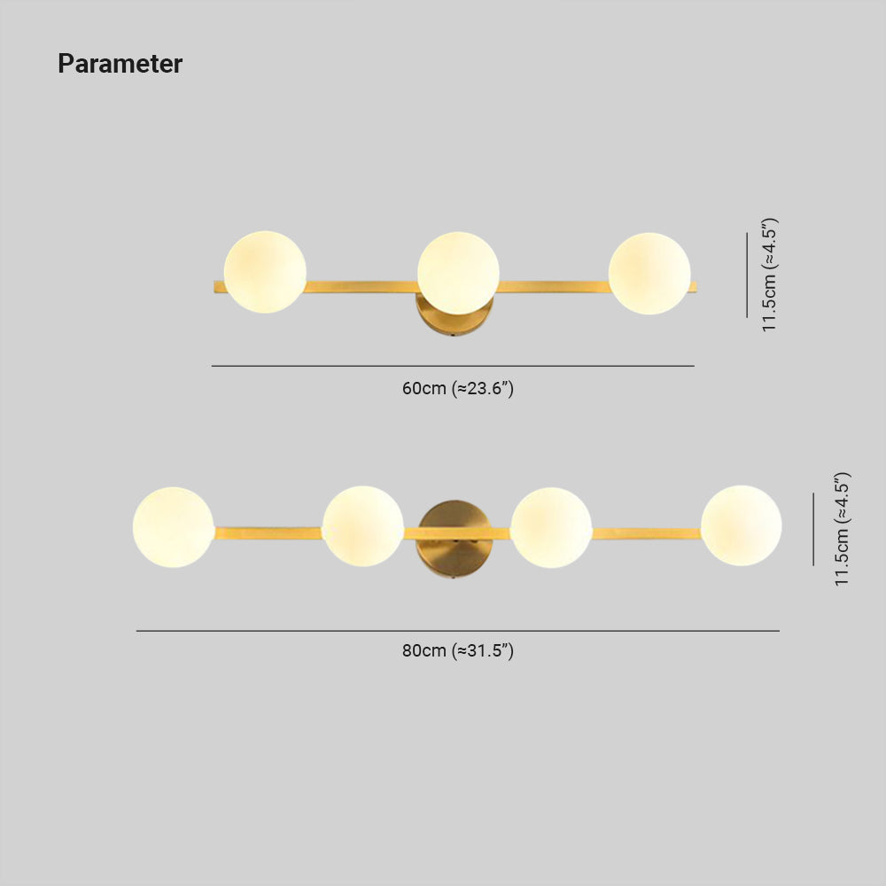 Valentina Retro Ronde LED Wandlamp Goud Metaal Glazen Bollen Badkamer
