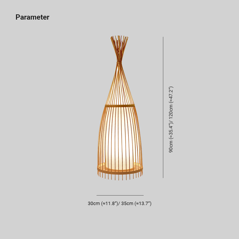 Ozawa Rustieke Design Staande Vloerlamp Rotan/Stof Slaapkamer/Woonkamer/Eetkamer