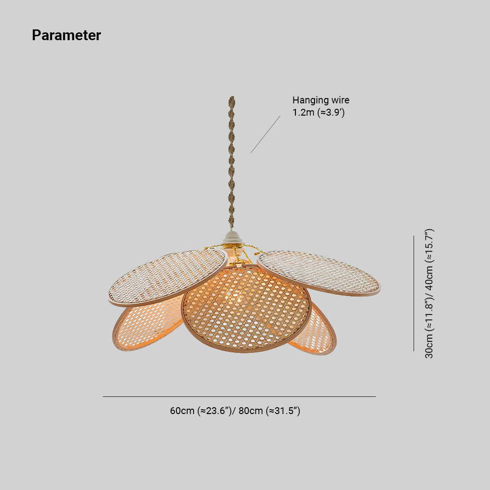 Ritta Franse Landelijke Rotan Weef Hanglamp Hout Slaapkamer