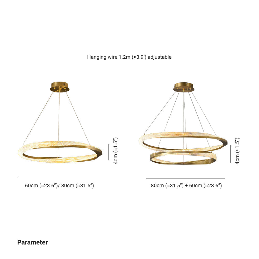 Arisha Minimalist Ring Spiral Shape Metal Pendant Light,Gold