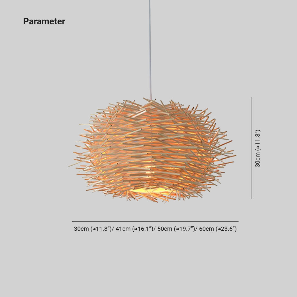 Ozawa Houten Vogelnest Rotan Hanglamp Bruin/Hout Woonkamer/Slaapkamer