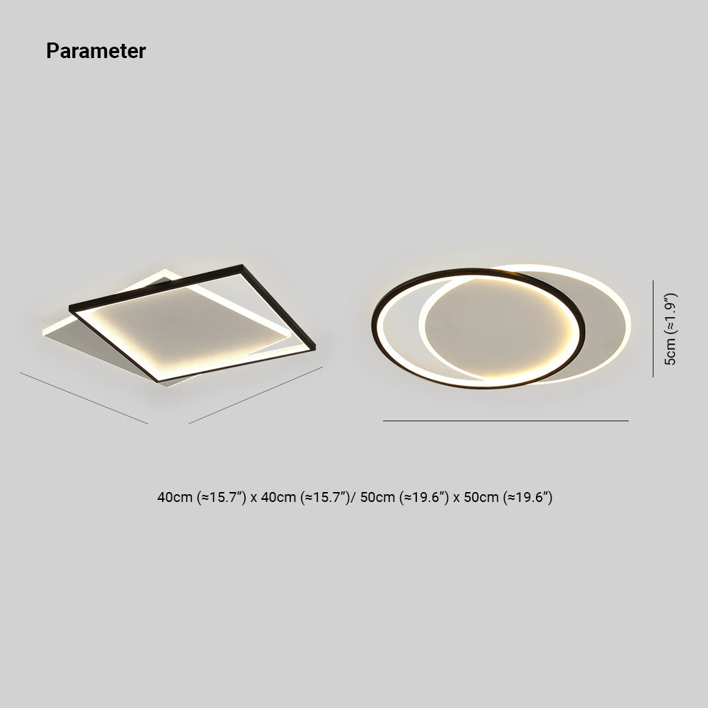 Quinn Moderne Ronde/Vierkant LED Plafondlamp Metaal/Acryl Zwart/Wit Slaap/Woon/Eetkamer