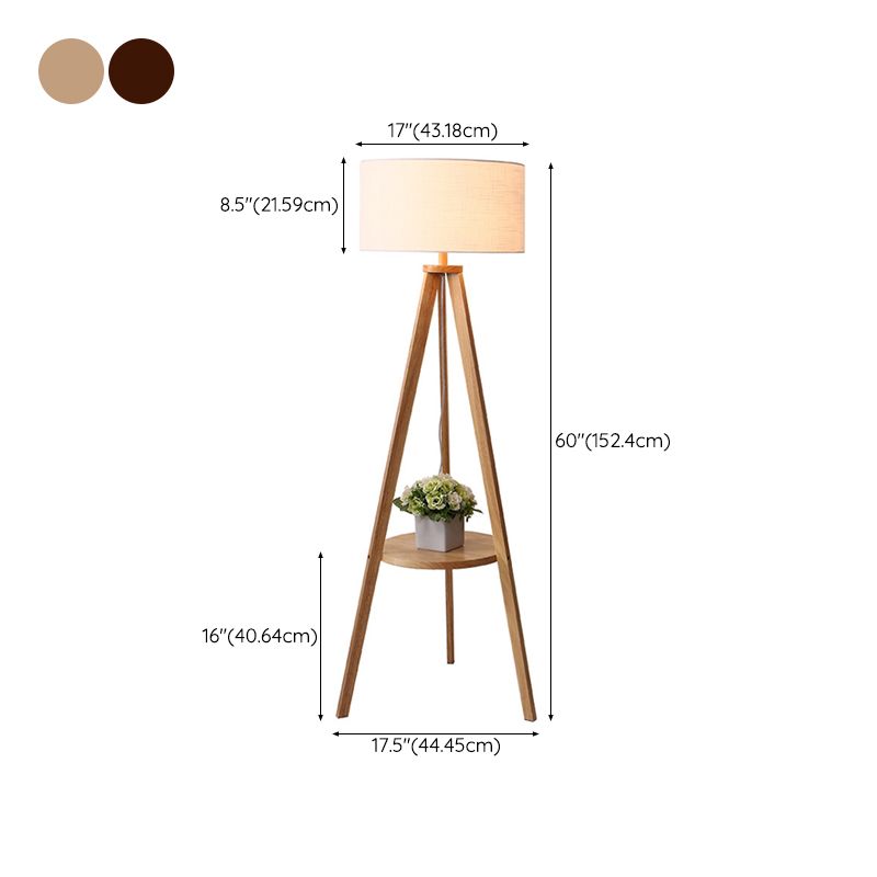 Ozawa Vintage Design Vloerlamp Triangle Hout/Stof Walnoot Beige Woonkamer