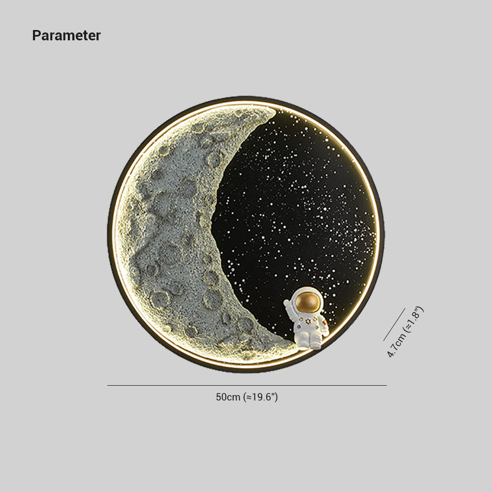 Elif Moderne Astronaut Maan Wandlamp, Metaal, Kinderkamer