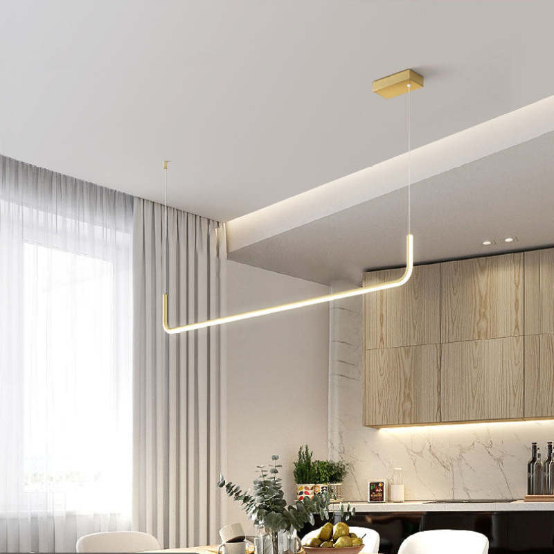 Edge Design Lijn LED Hanglamp Zwart/Goud Metaal/Silicone Slaap/Eet/Woonkamer