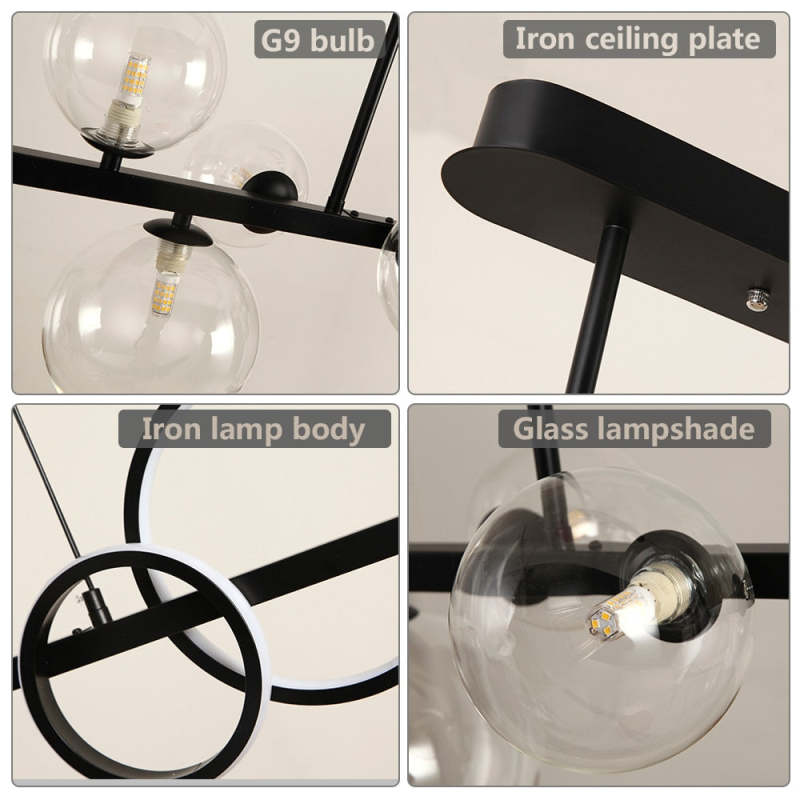 Valentina Vintage LED Hanglampen Zwart Gouden Glas Metaal Woonkamer