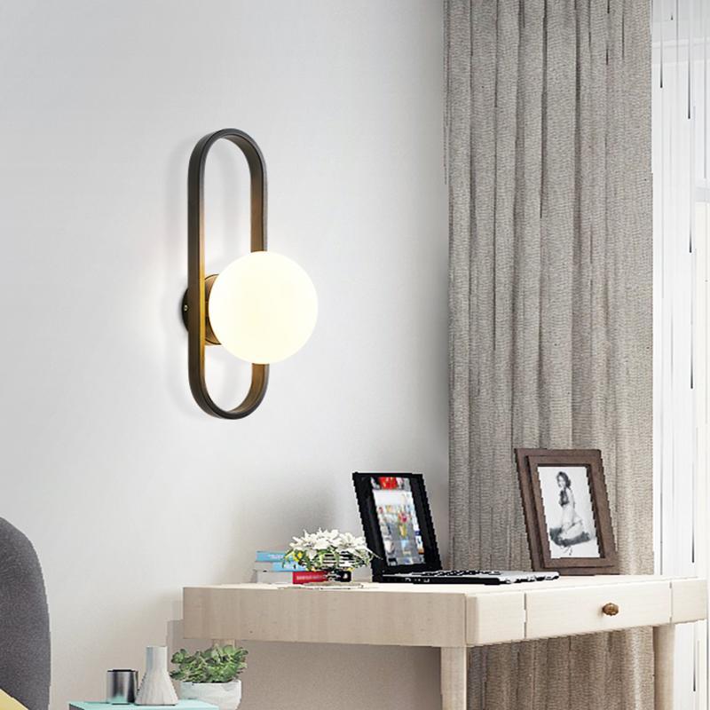 Valentina Moderne Globe Wandlamp Voor Op Het Bed Metaal/Glas Voor Goud/Zwart Slaap/Leeskamer