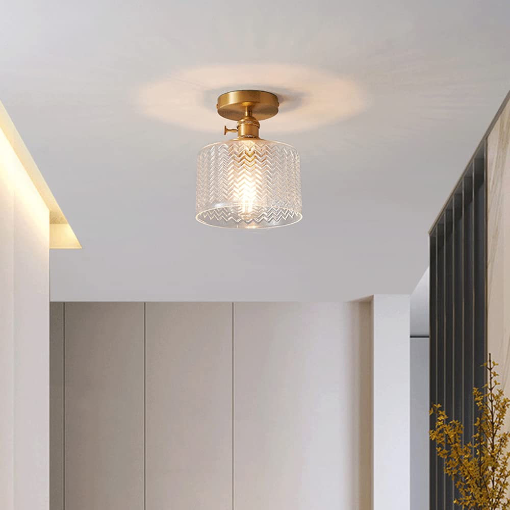 Quinn Luxueus Inbouwmontage Plafondlamp Duidelijk Metaal Glas Gang