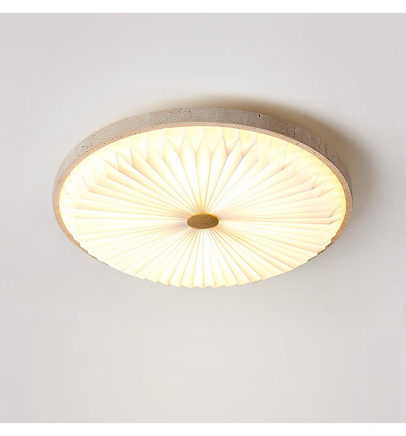 Ciloraris plafondlamp met textuur van geel travertin