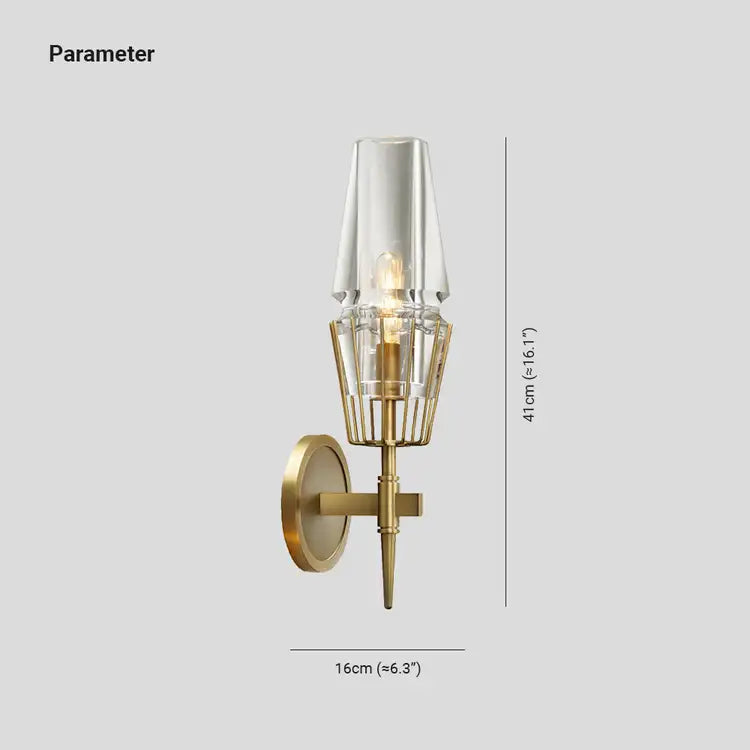 Blair Vintage Lantaarn Metaal/Glazen Wandlamp Goud Slaapkamer/Woonkamer/Eetkamer