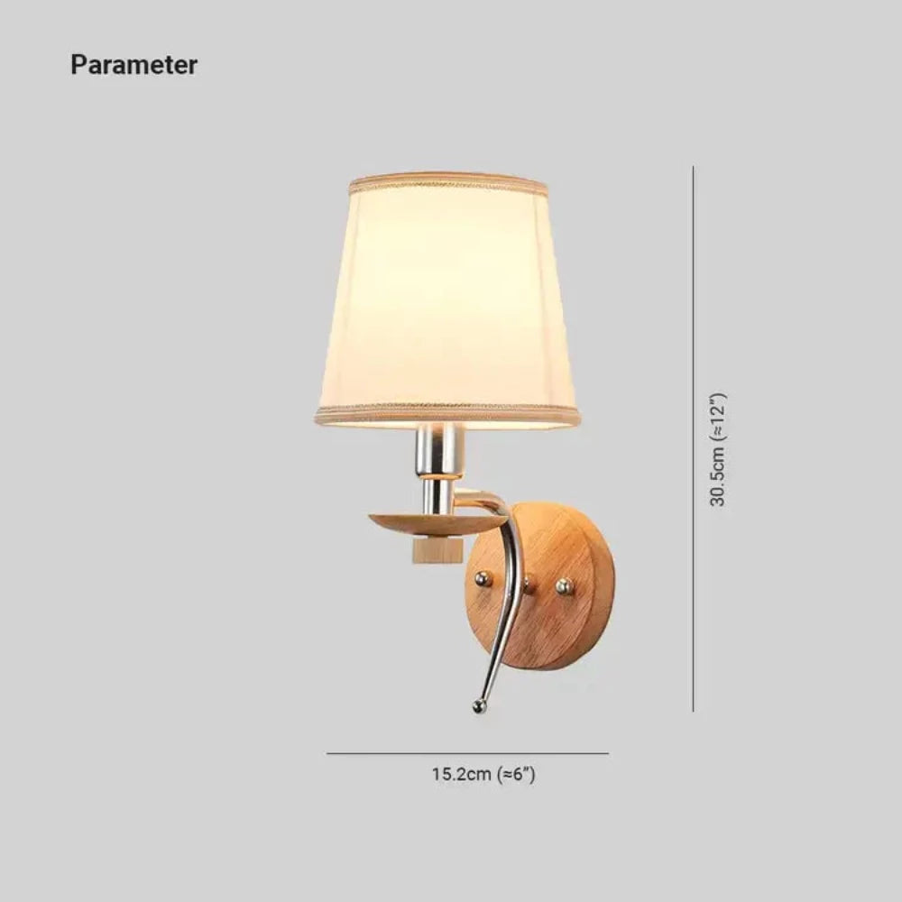 Eryn Moderne LED Wandlamp Kap Metaal/Hout/Stof Beige Slaap/Woon/Badkamer