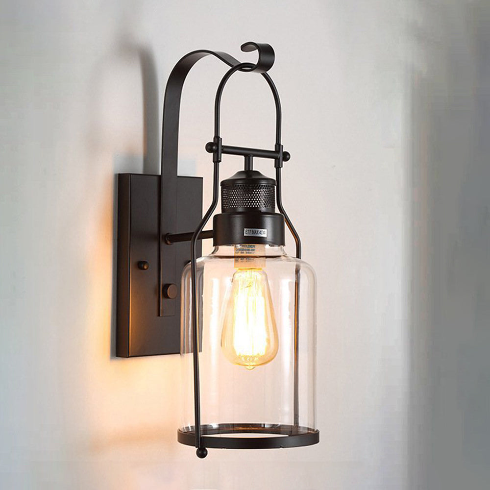 Alessio Retro LED Wandlamp Roest Zwart Glas Metaal Woonkamer Eetkamer