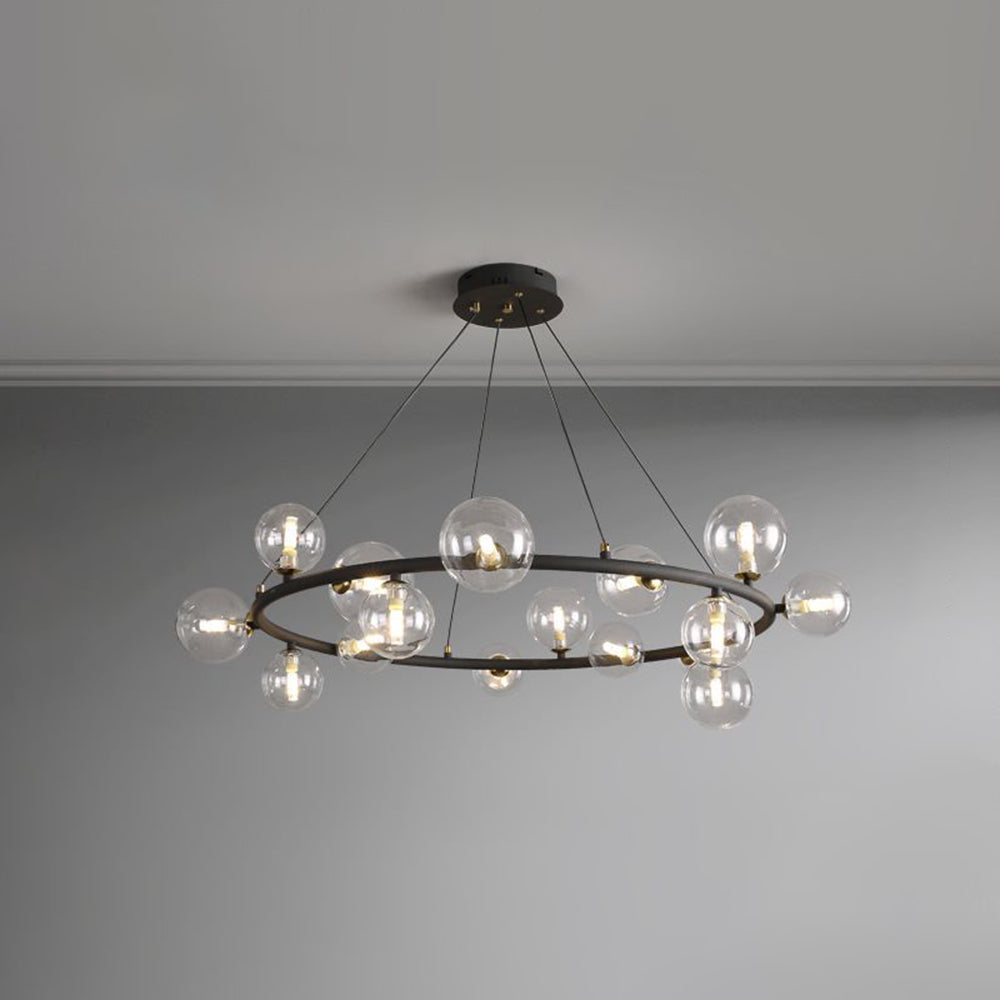 Valentina Moderne Design LED Glazen Bol Ring Kroonluchter Goud/Zwart Woonkamer/Slaapkamer