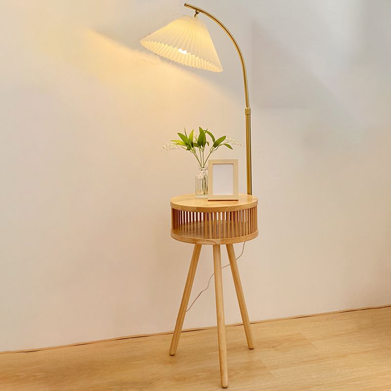 Ozawa Retro Design LED Geplooide Vloerlamp Metaal/Hout Nachtkastje Eetkamer/Woonkamer