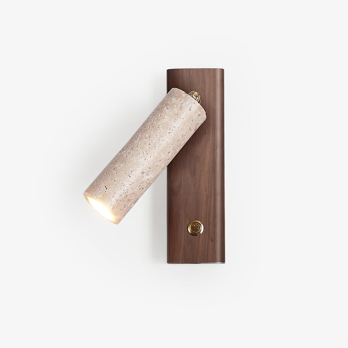 Valeaya cilindrische wandlamp van geel travertin