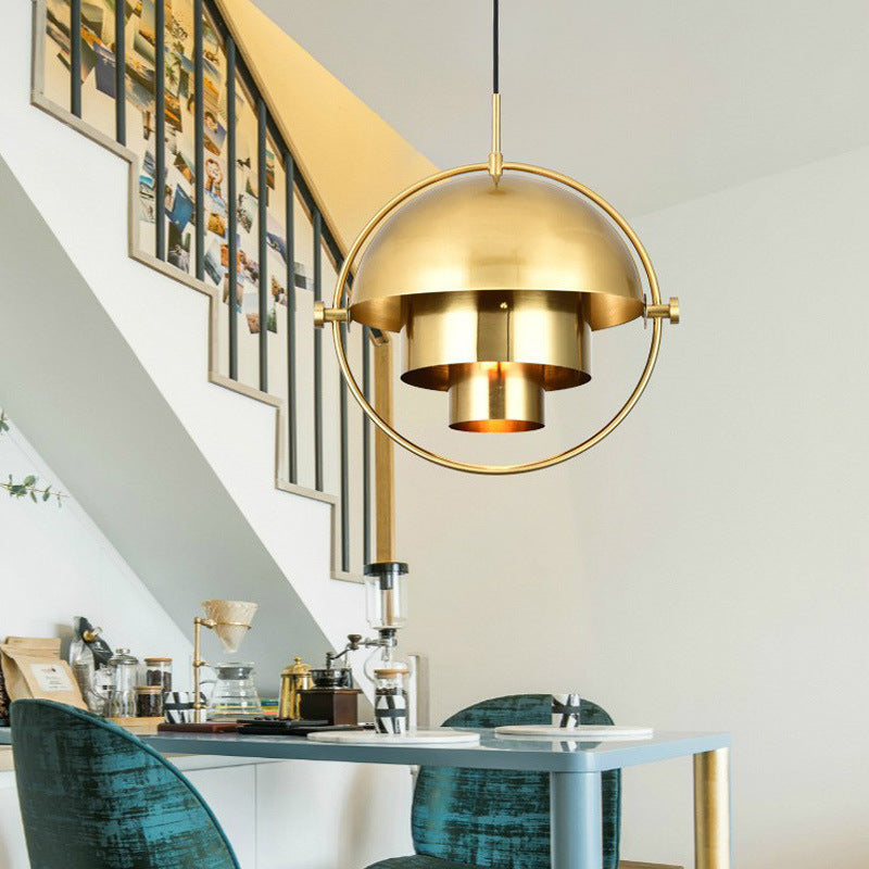 Cooley Ronde Retro LED Hanglampen Zwart Goud Acryl Metaal Eetkamer