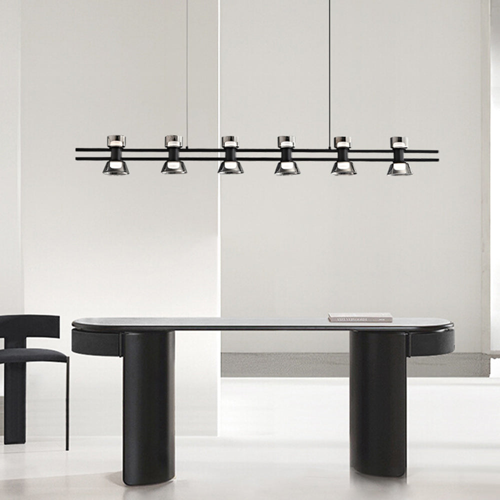 Evette Moderne Design Lineaire Hanglamp Metalen/Glas Zwart/Goud Eetkamer