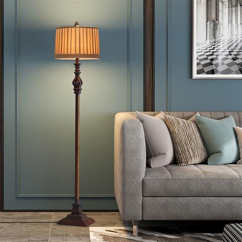 Eryn Vintage Design Staande Vloerlamp Hars/Stof Bruin Slaapkamer/Woonkamer