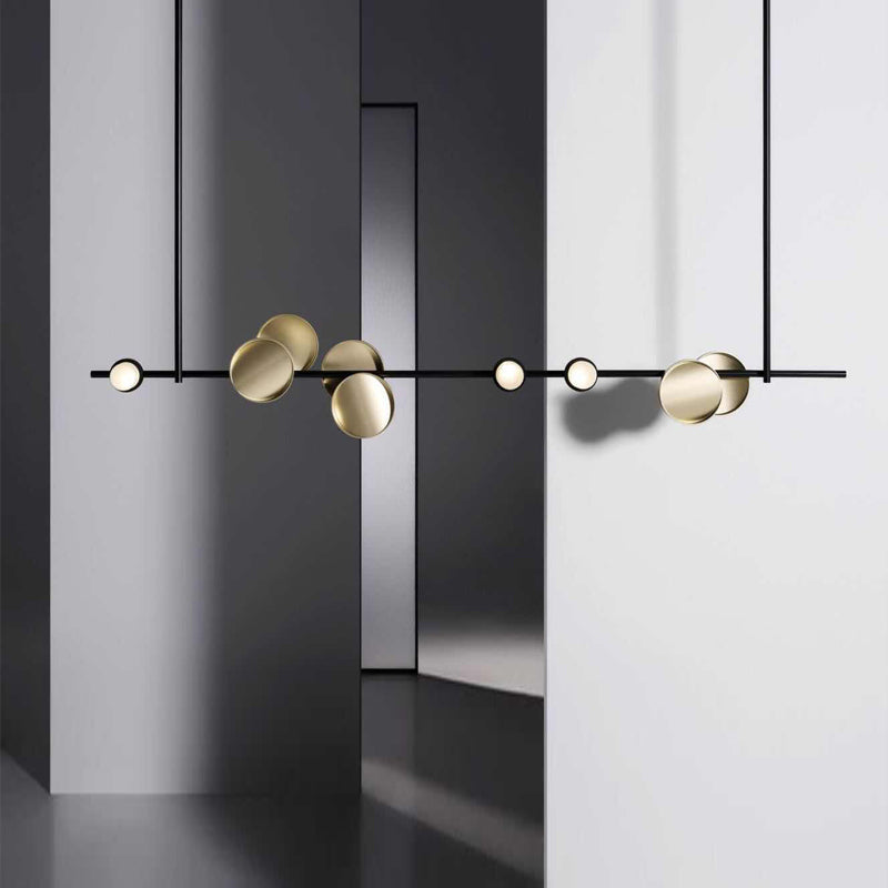 Avi Minimalistische Design Lineaire Metalen Hanglamp, Zwart, Woonk/Eetkamer