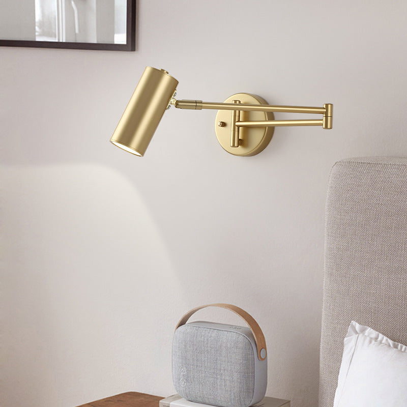Freja Moderne Wandlamp Kegel Metaal Verstelbaar Zwart/Goud  Slaapkamer/Woonkamer